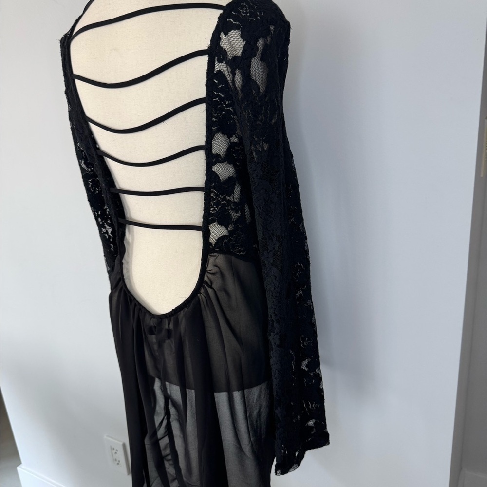 Rehab Black Lace Cut Out Blouse